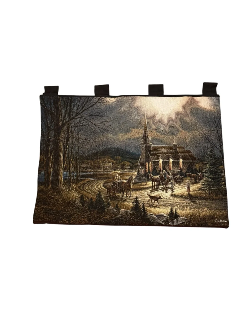 36x25 Terry Redlin God Shared His Grace On Thee Hanging Tapestry Church Dog